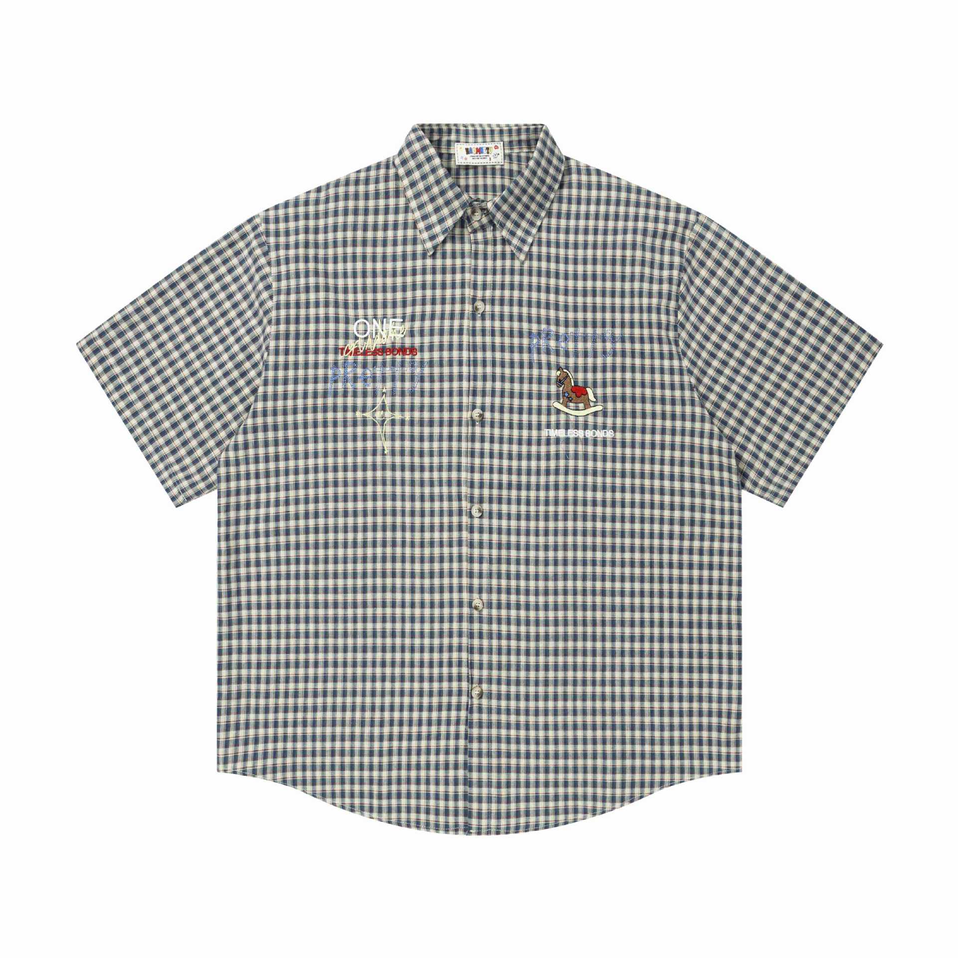 Trojan embroidery short sleeved shirt