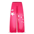 Waistband Gradient Star Print Wide-Leg Sweatpants Unisex High Street Casual Sporty Long Pants