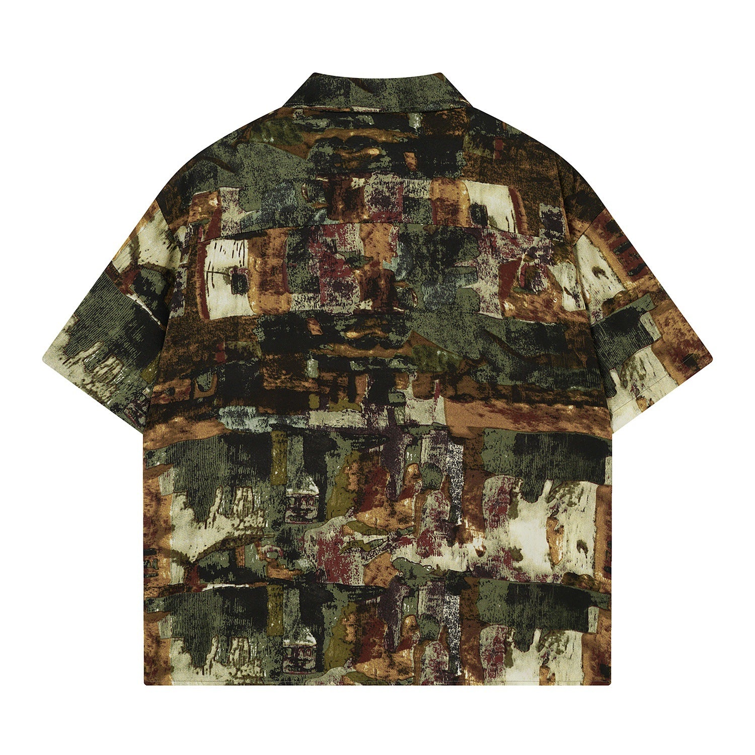 Oil painting camouflage printed short sleeved shirt