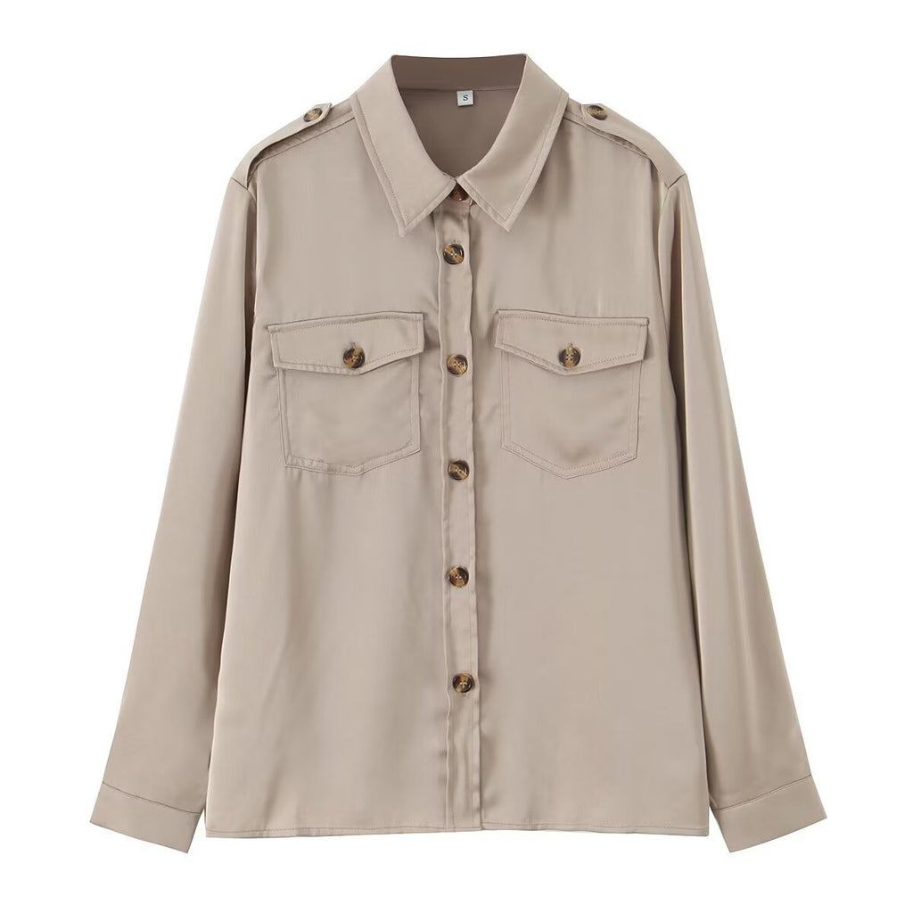 Minimally casual versatile forged face workwear shirt