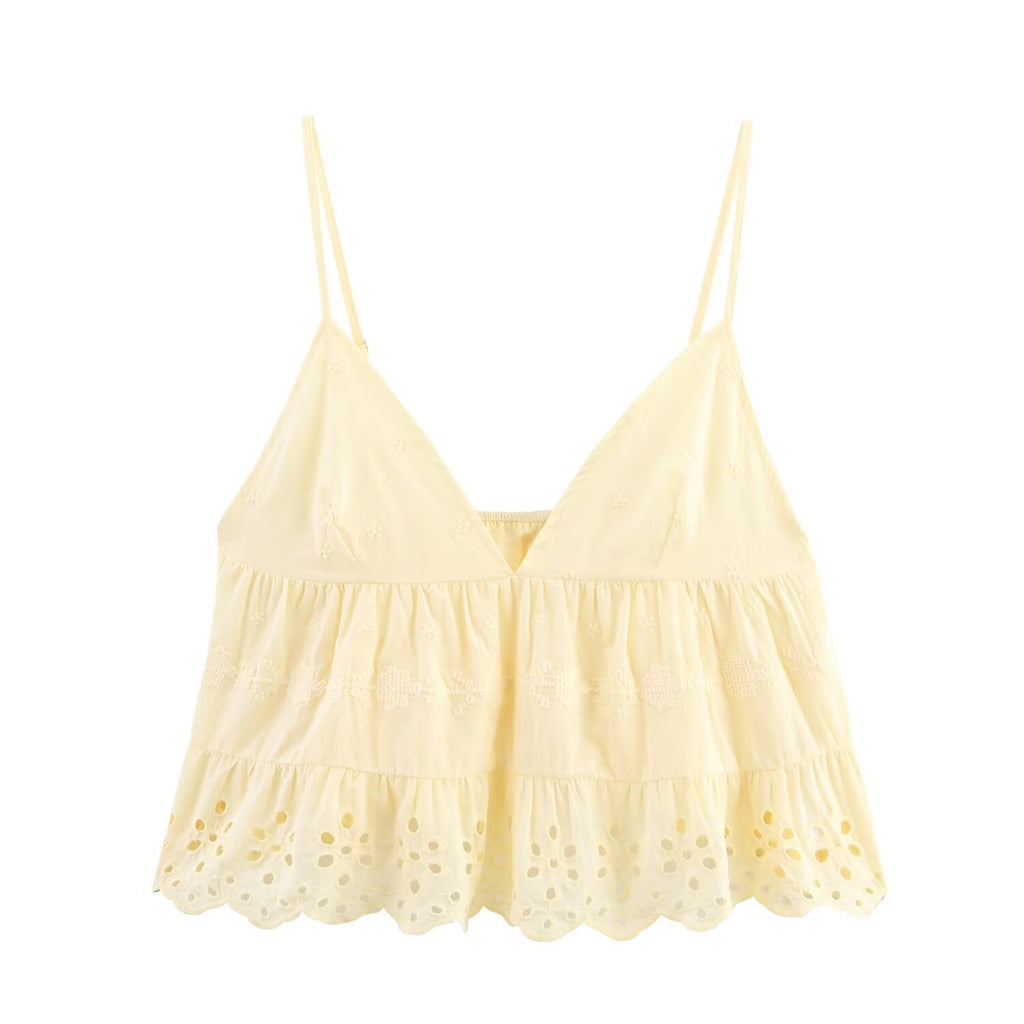 Embroidered Poplin Top+Embroidered Shorts Set