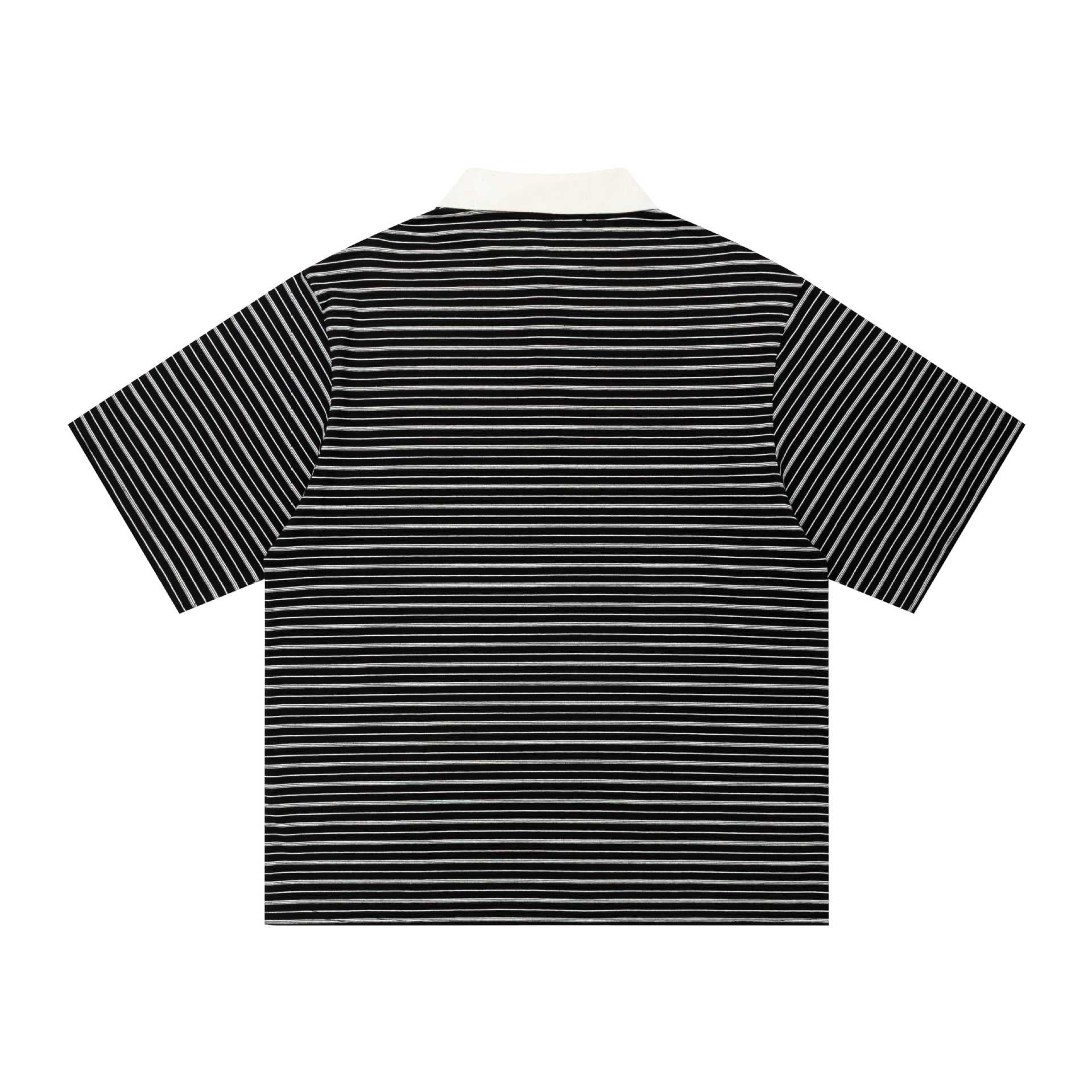 Graffiti embroidery striped short sleeved shirt