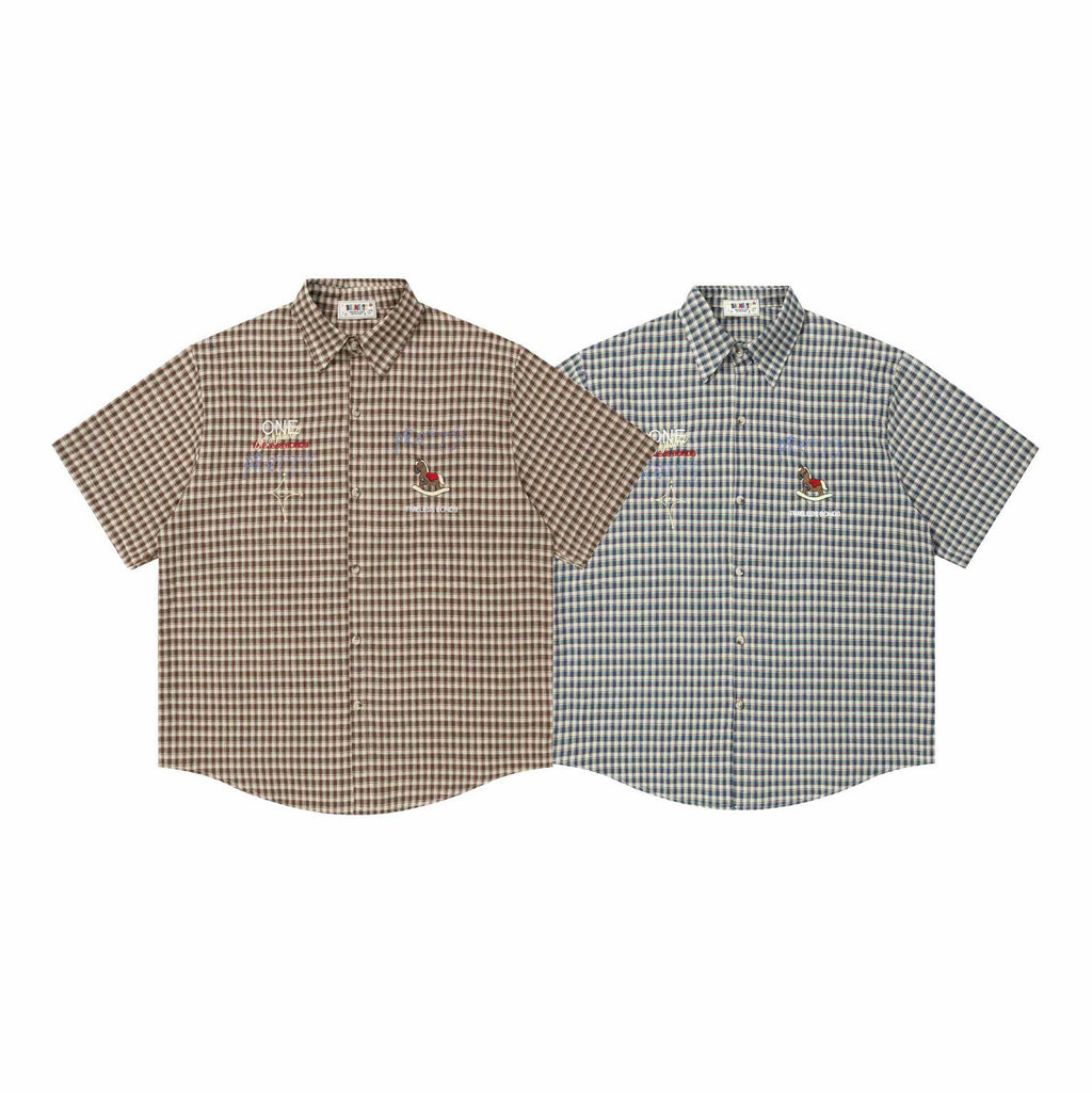 Trojan embroidery short sleeved shirt