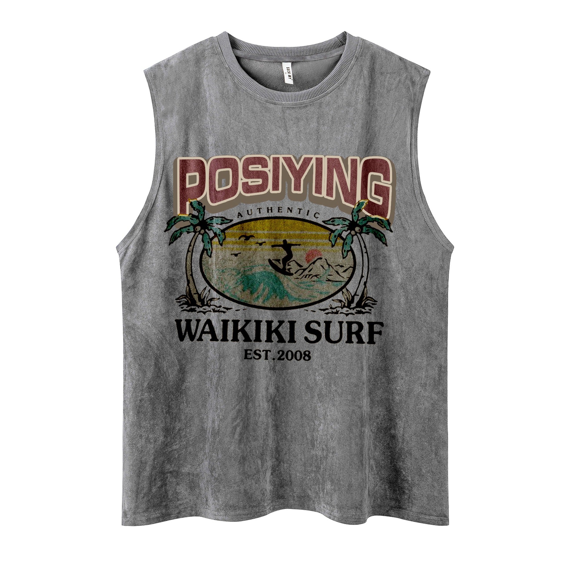 Coconut tree surfing printed vest