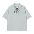 Mint green texture short sleeved shirt