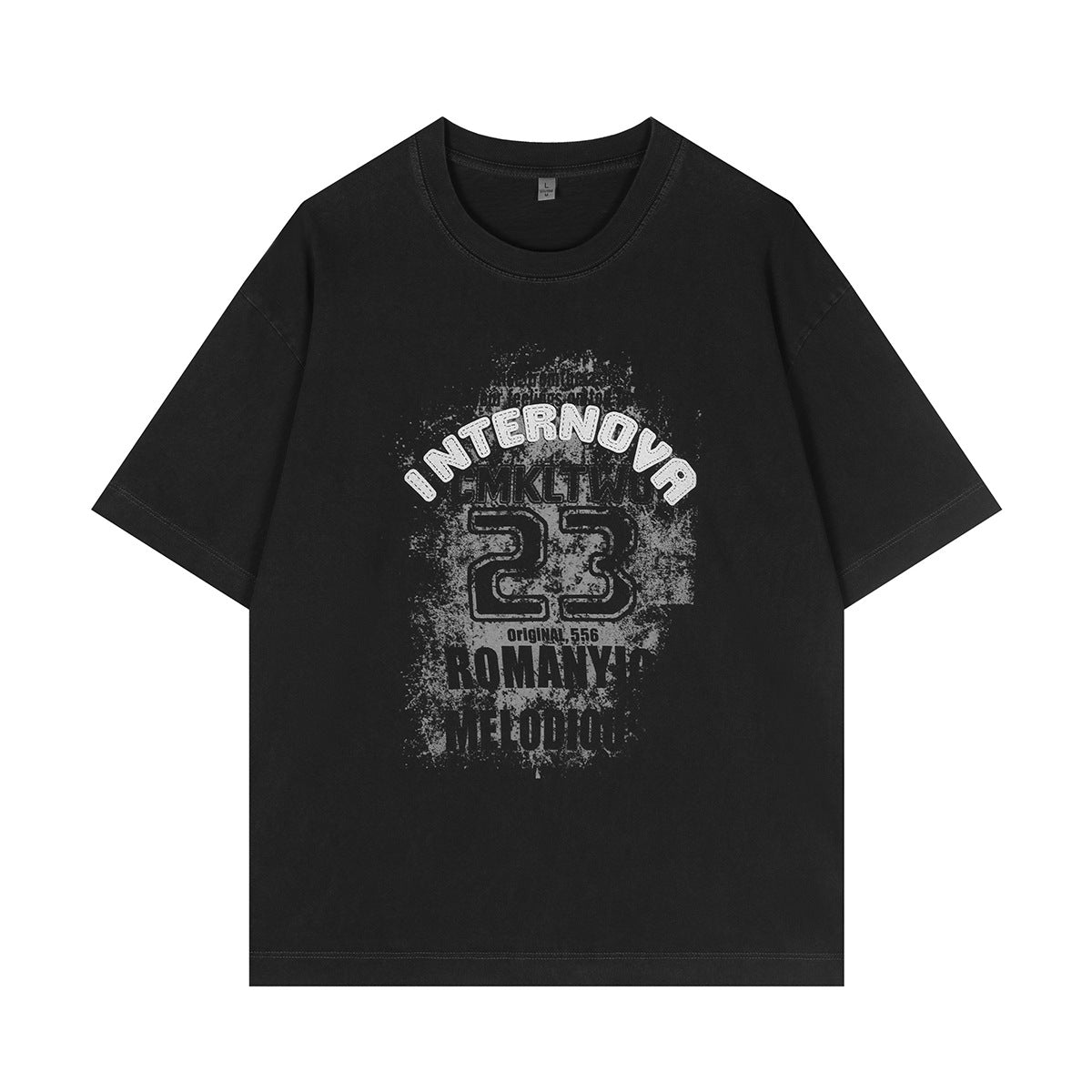 Digital letter printed short sleeved shirt