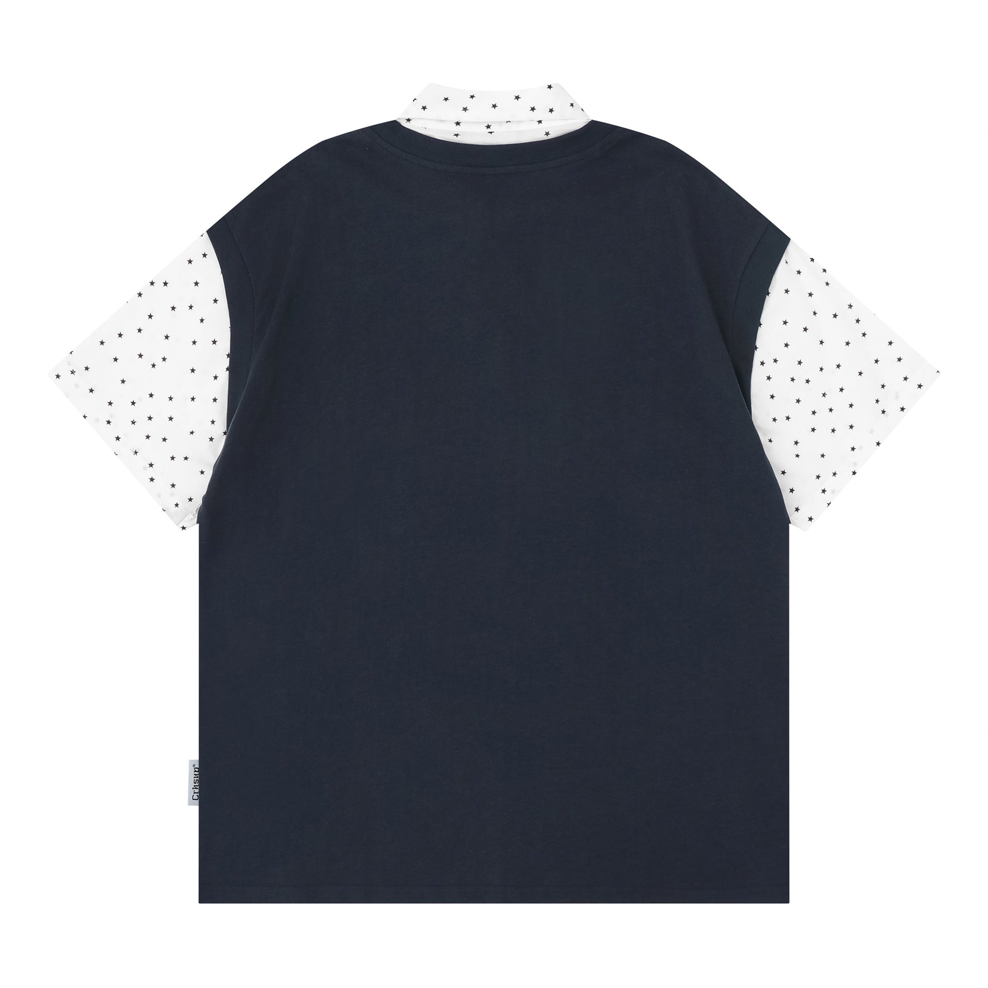 Fake two embroidered short sleeves