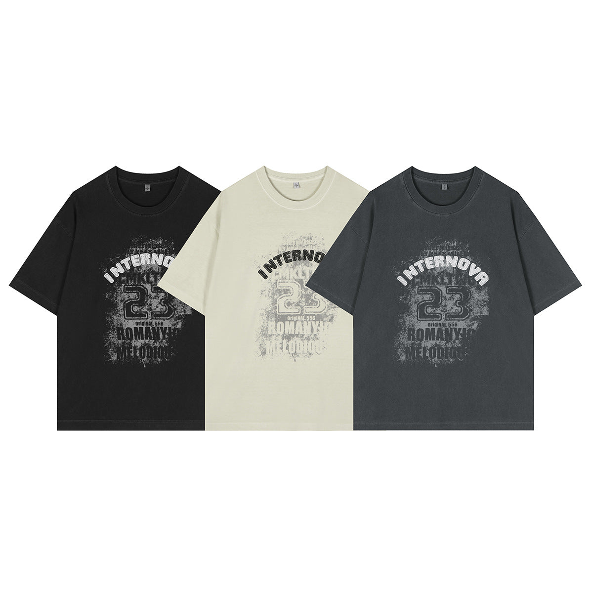 Digital letter printed short sleeved shirt