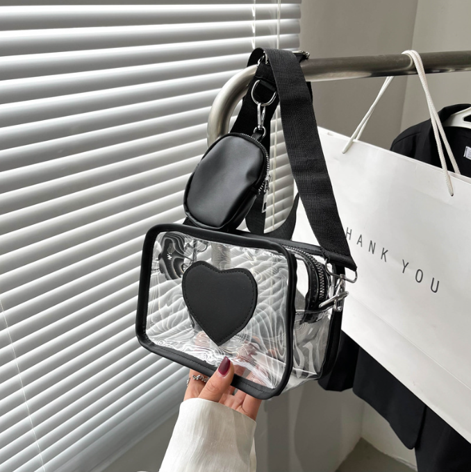Women bag Simple transparent shoulder bag Fashion crossbody bag PU soft leather texture beach casual zero wallet