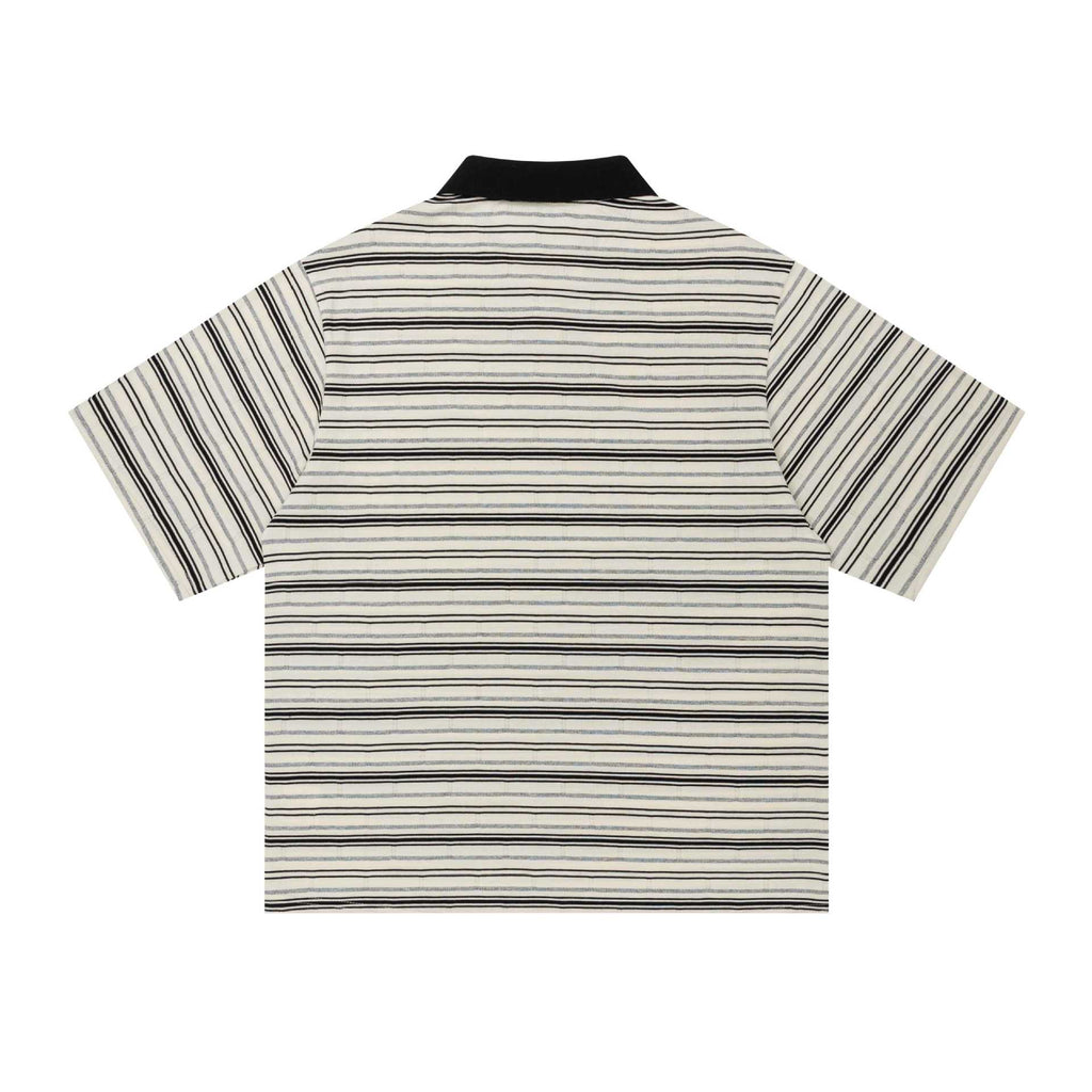 Alphabet striped embroidered short sleeved shirt