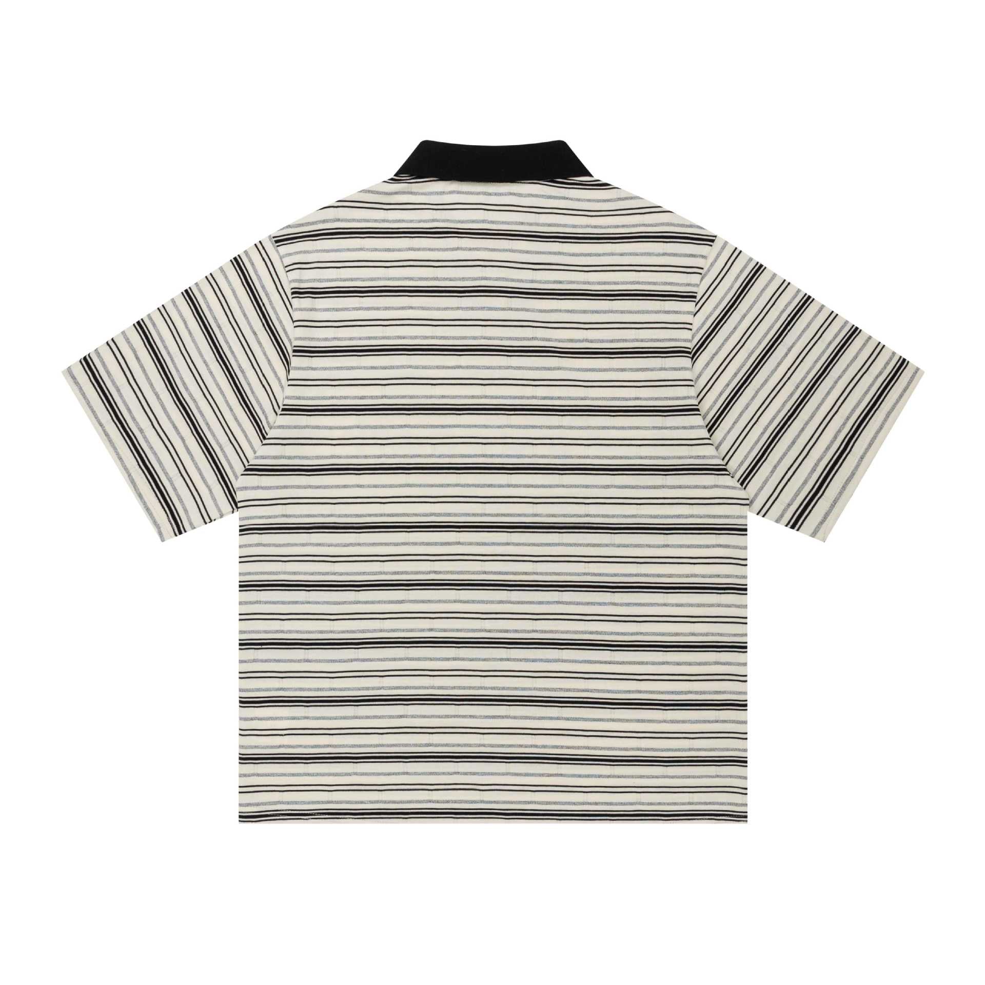 Alphabet striped embroidered short sleeved shirt