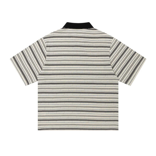 Alphabet striped embroidered short sleeved shirt