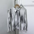 Autumn new fashionable tie dye printed loose short shirt with irregular hem casual shirt for women
