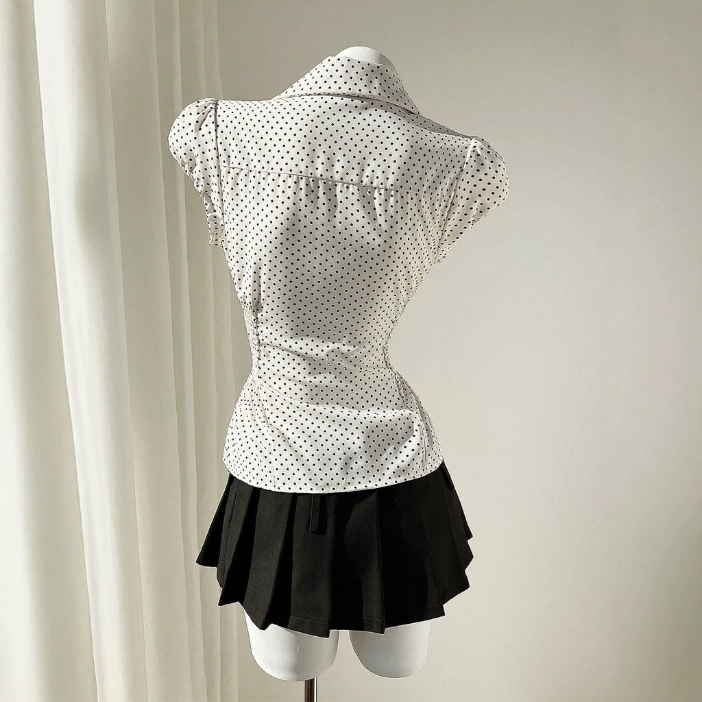 Wave point waist cinching women's shirt