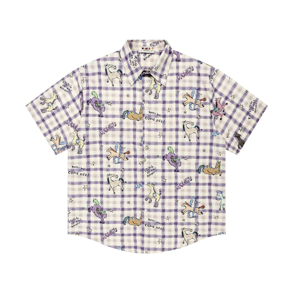 Hand drawn pony print short sleeved shirt