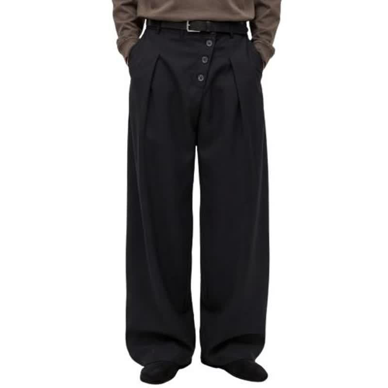 Design Buttoned Slash Cut Trousers for Men