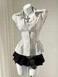 Wave point waist cinching women's shirt