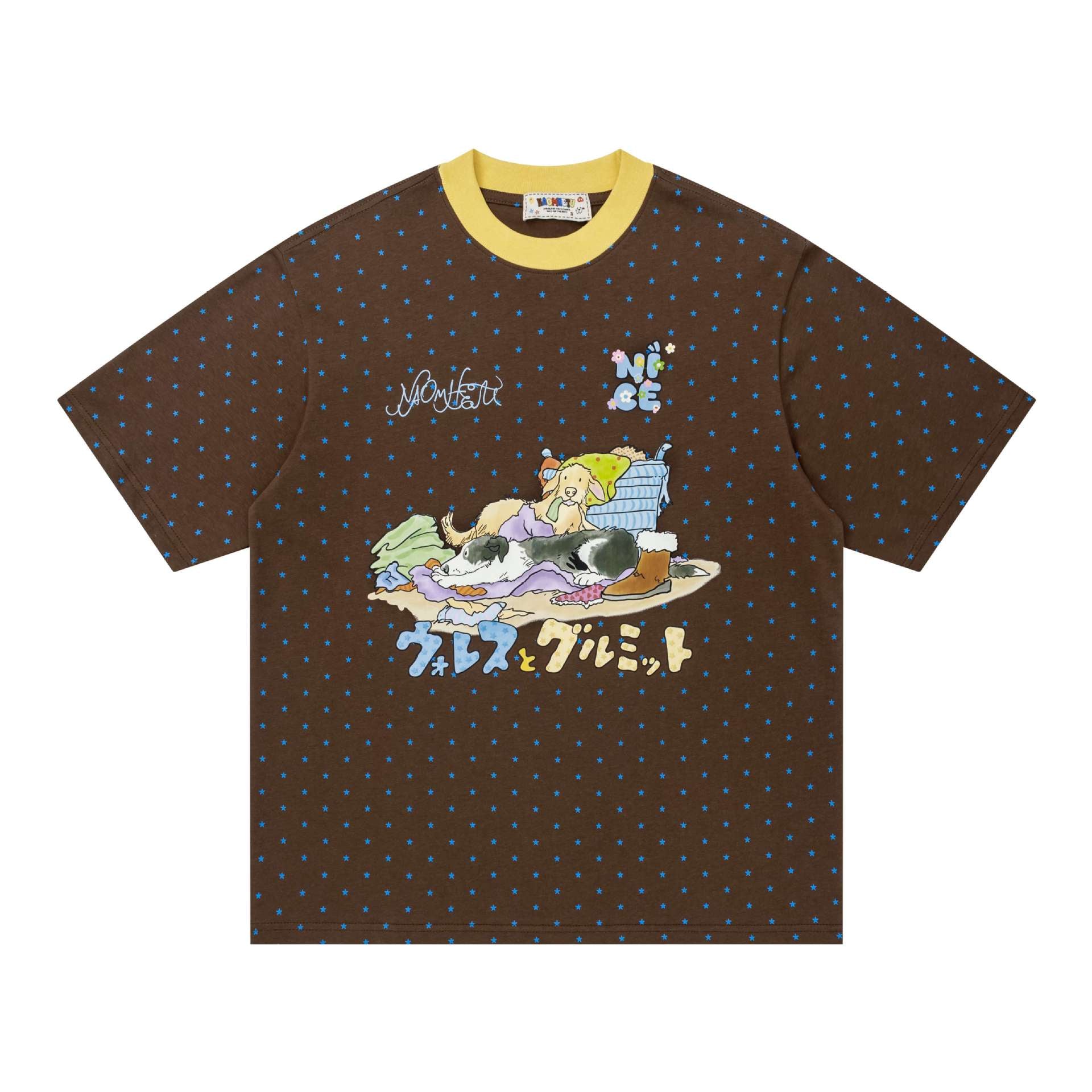 Wave Point Dog Illustration Short Sleeve