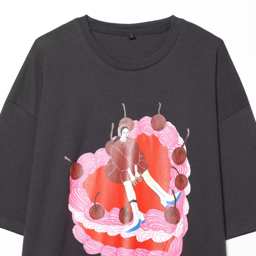 Casual loose printed T-shirt for women