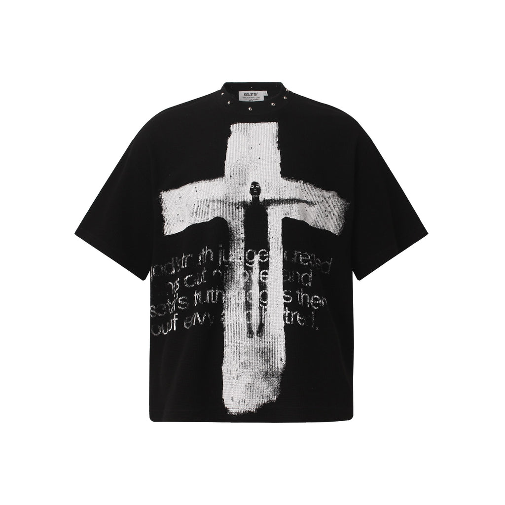 Wear and tear cross shaped short sleeves