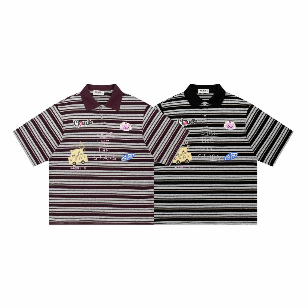 Star themed graffiti short sleeved shirt