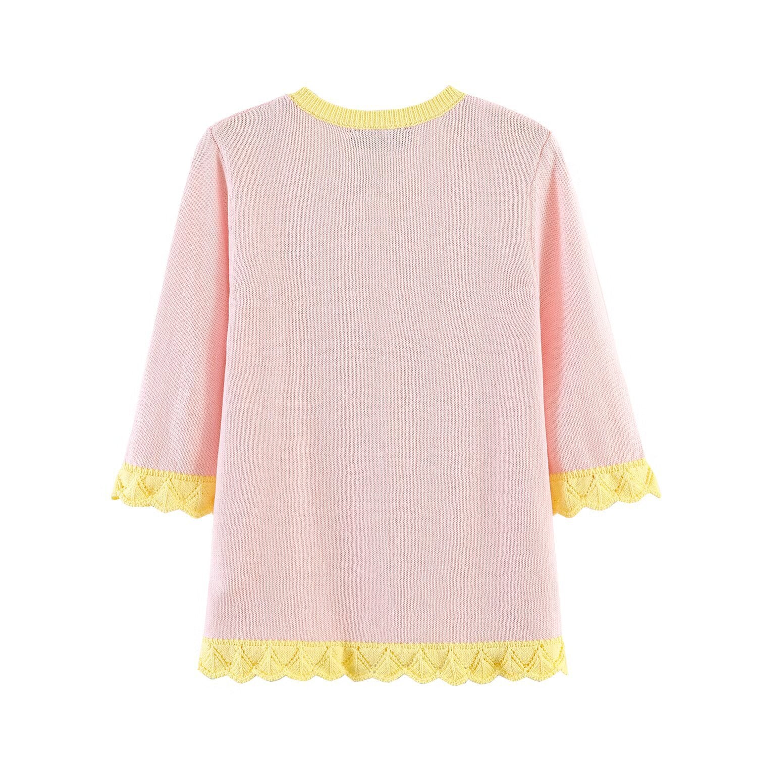Hollow out splicing knitted fungus edge jacket