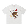 Plaid swallow embroidery short sleeved shirt