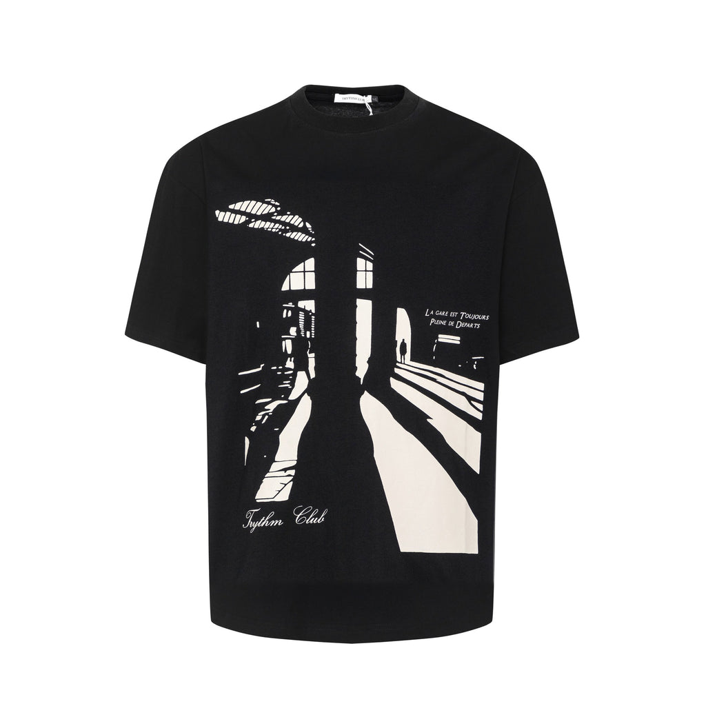 Silhouette themed printed short sleeved shirt