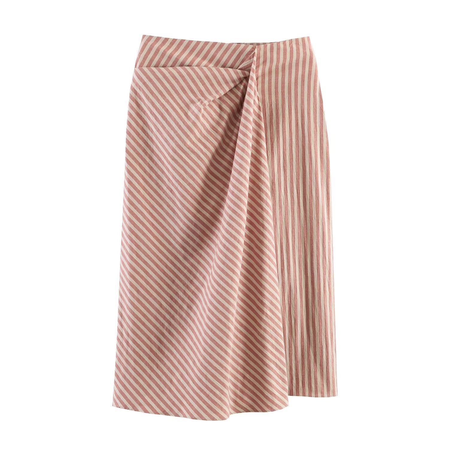 Commuter style versatile striped pleated skirt