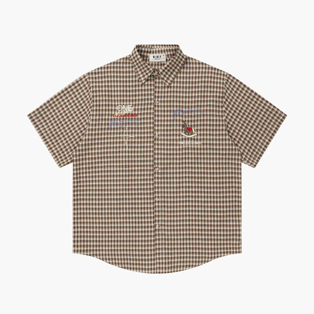 Trojan embroidery short sleeved shirt
