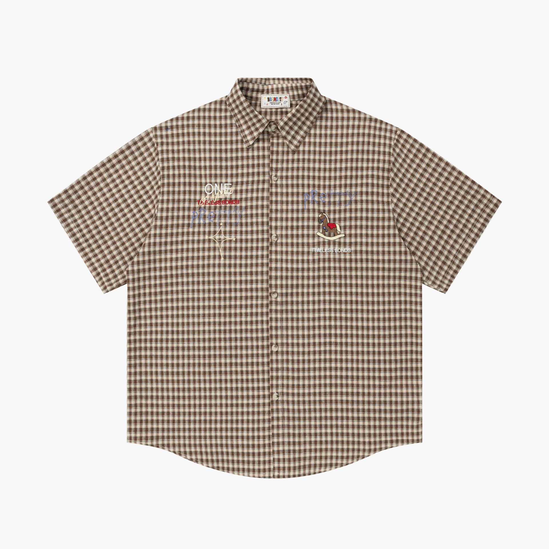Trojan embroidery short sleeved shirt