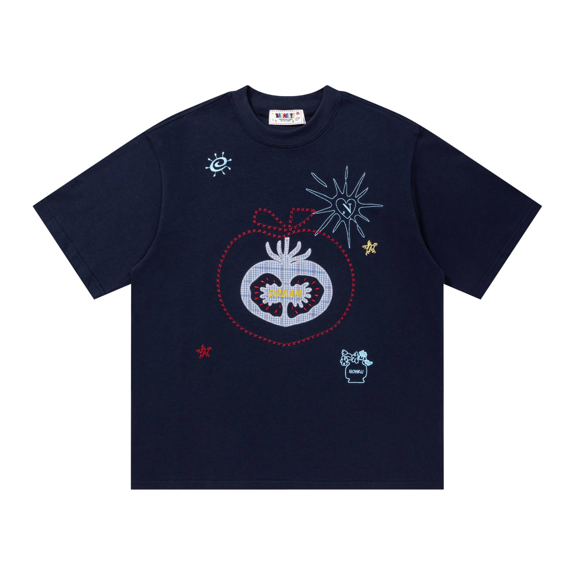 Fun fruit embroidery short sleeved shirt
