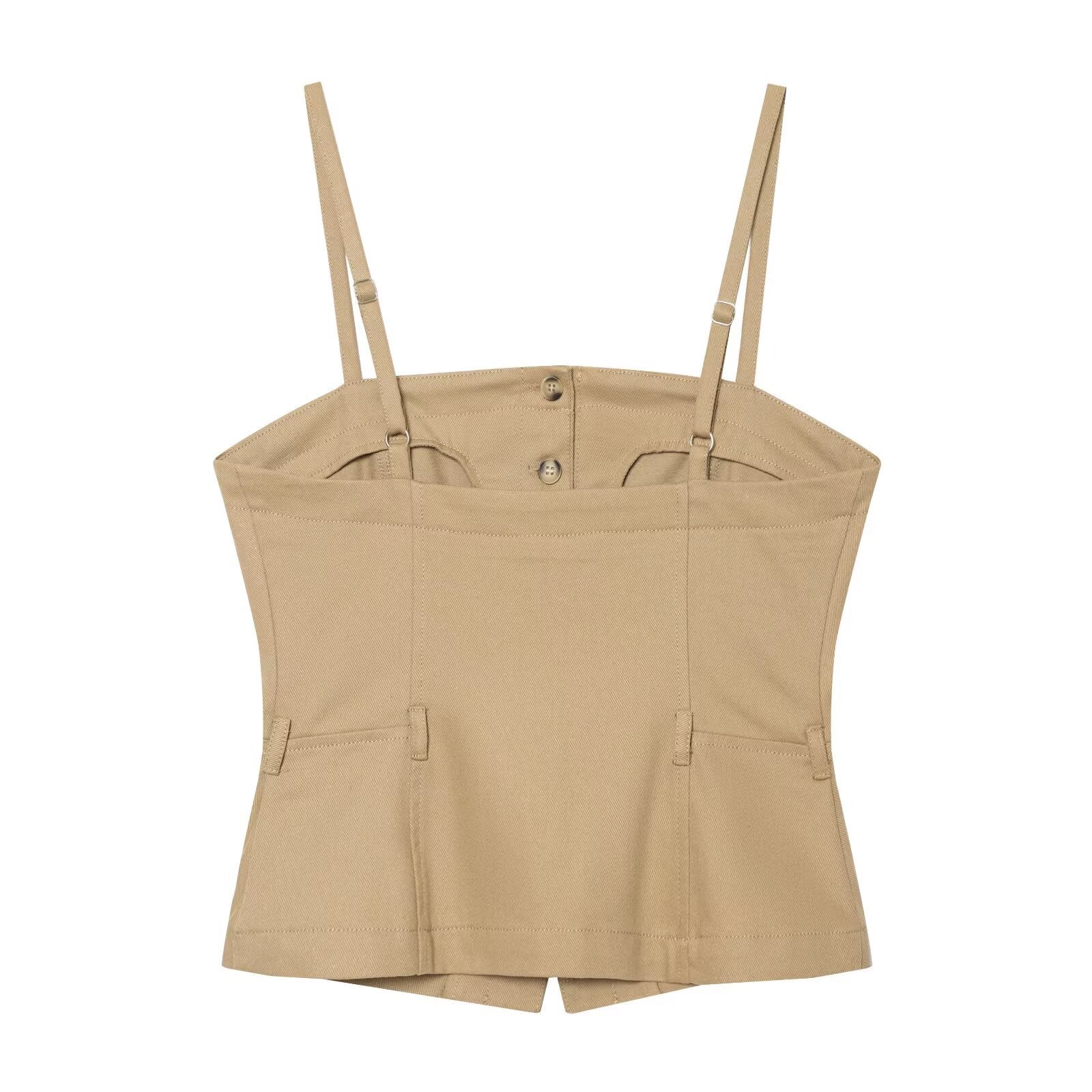 Cowboy camisole short top+pleated pants set