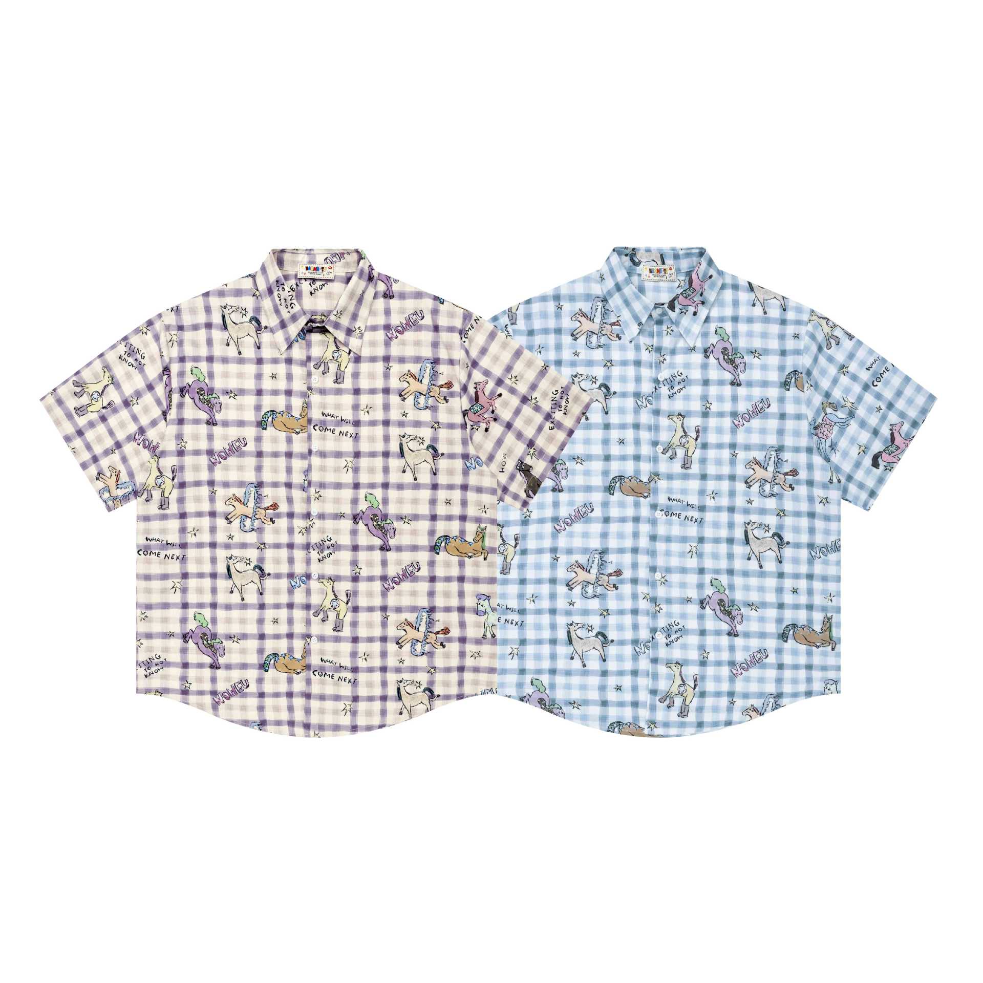 Hand drawn pony print short sleeved shirt