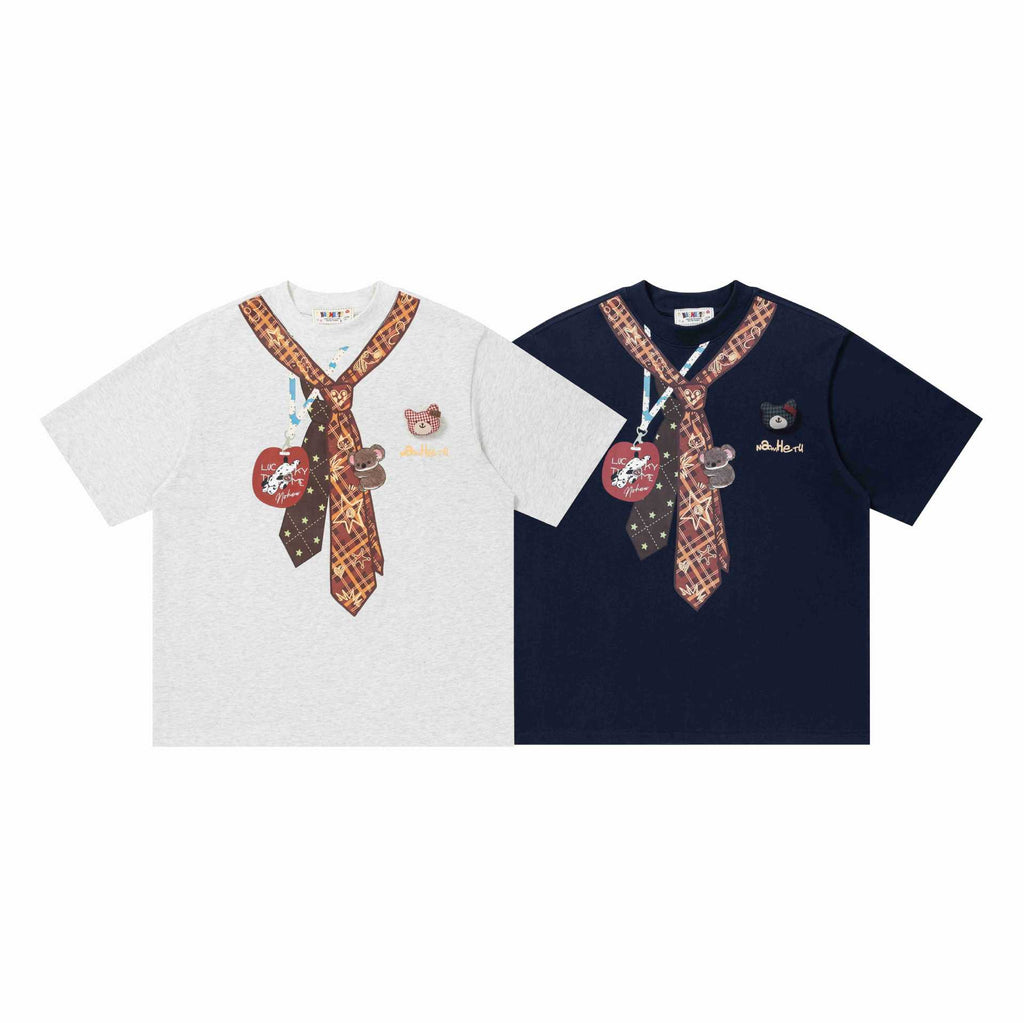 Tie printed short sleeved shirt