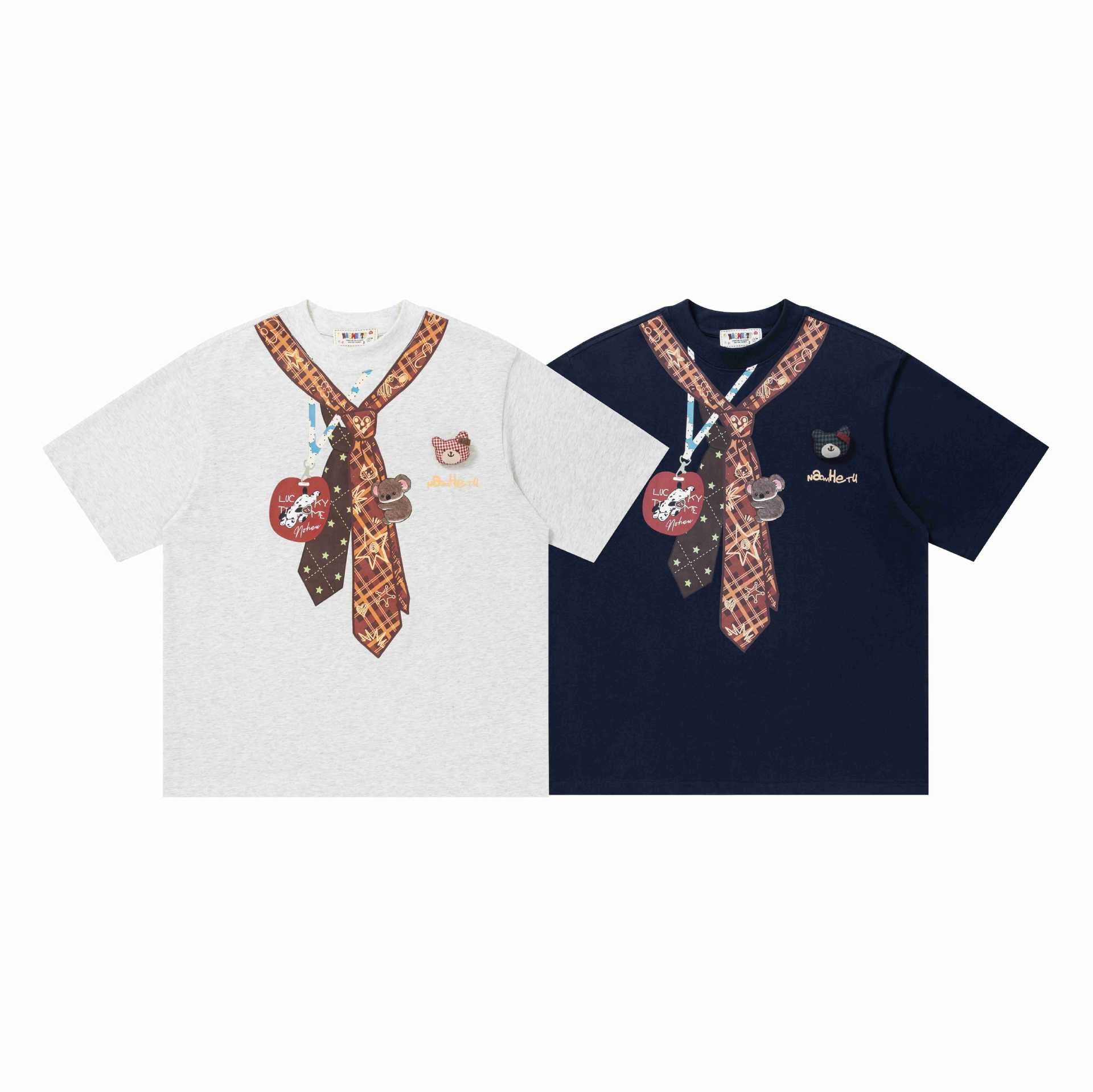Tie printed short sleeved shirt