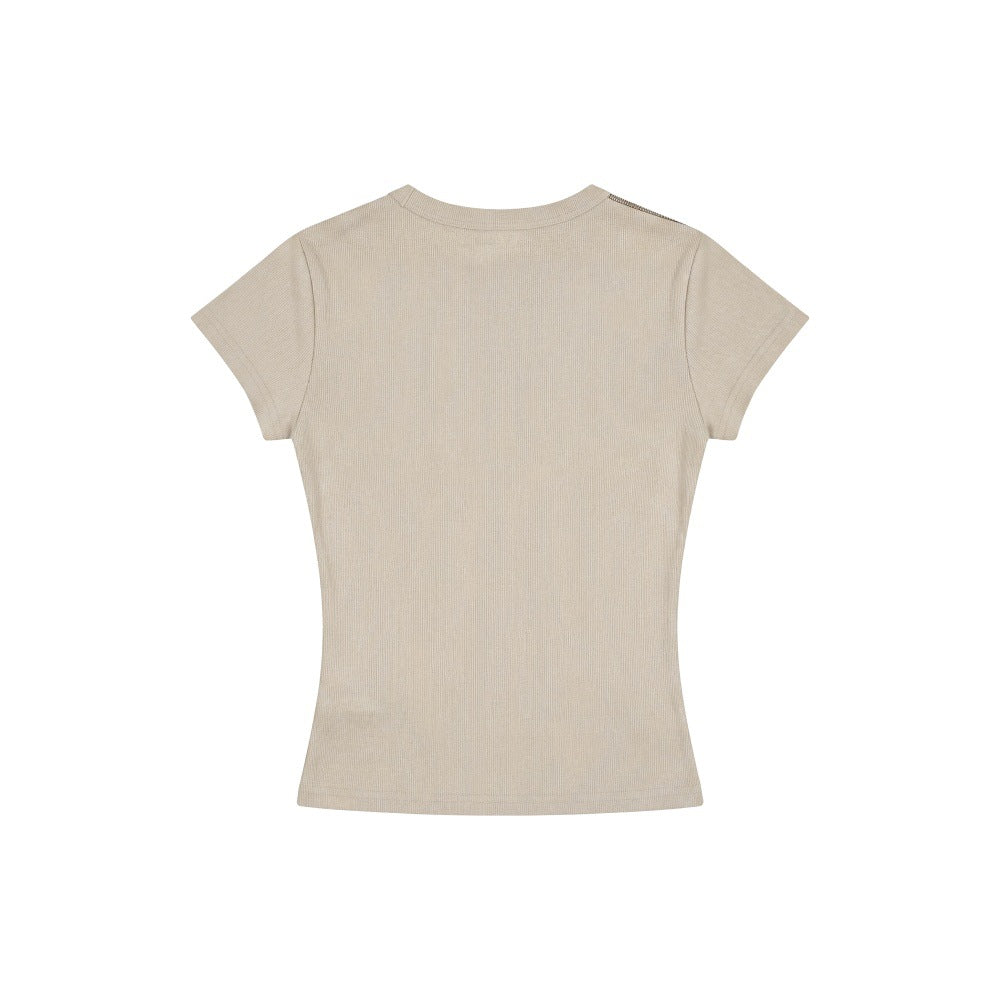 Round Neck Short Sleeve T-Shirt for Women Casual Top with Classic