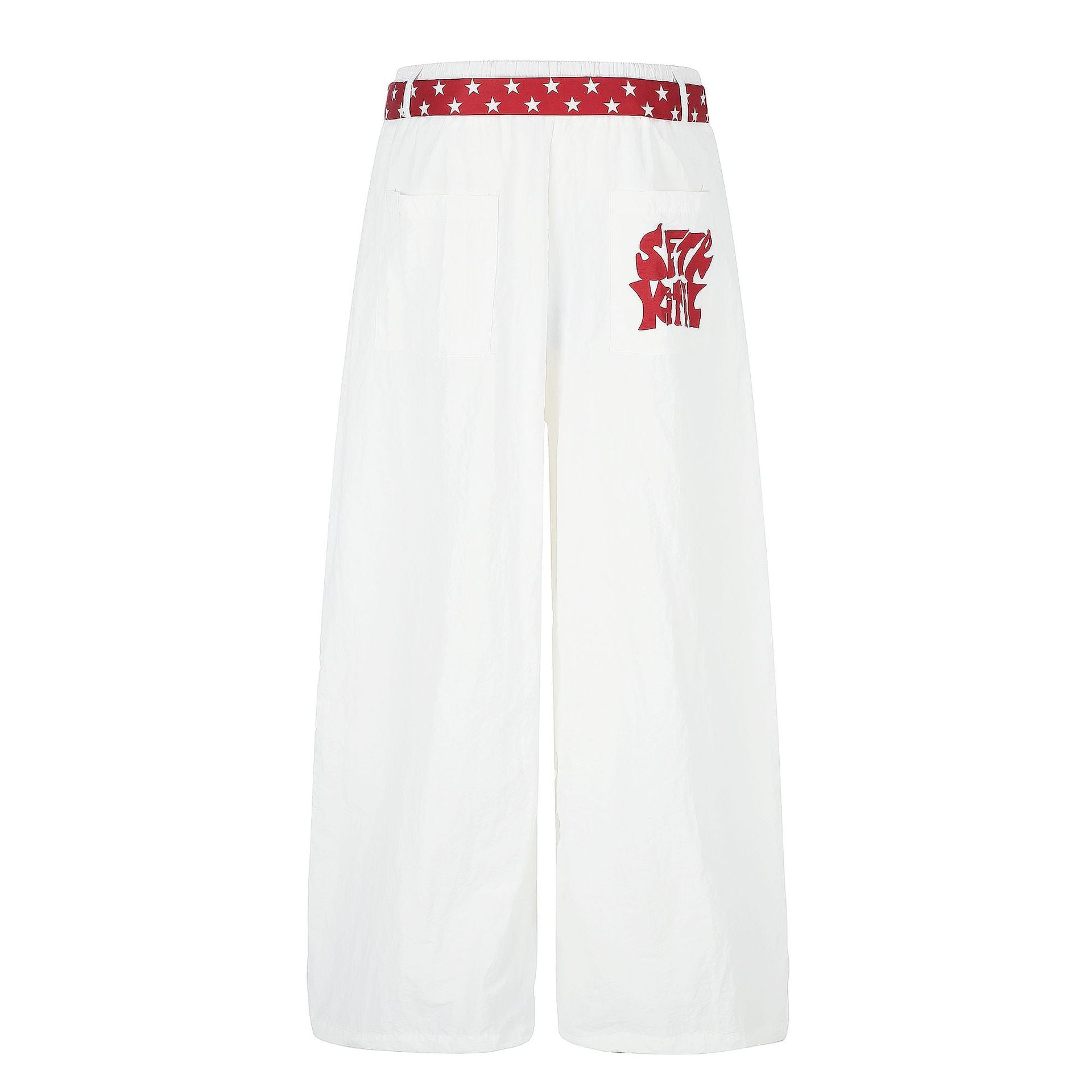 Belted Wide-Leg Pants for Women, Loose-Fit Drawstring Ankle-Cut Sporty Trousers