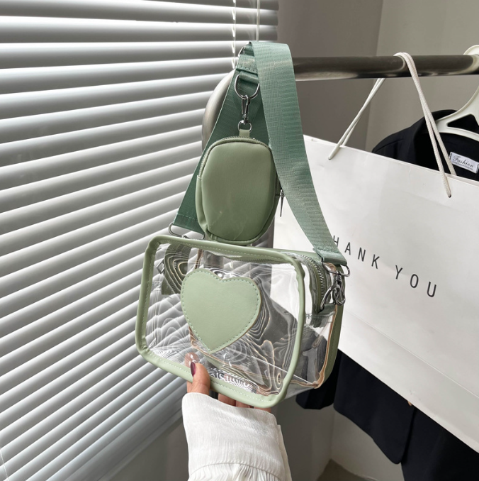 Women bag Simple transparent shoulder bag Fashion crossbody bag PU soft leather texture beach casual zero wallet