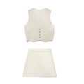 Hot girl knitted sleeveless short vest+knitted mini skirt