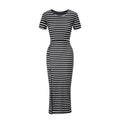 Round neck striped short sleeved dress