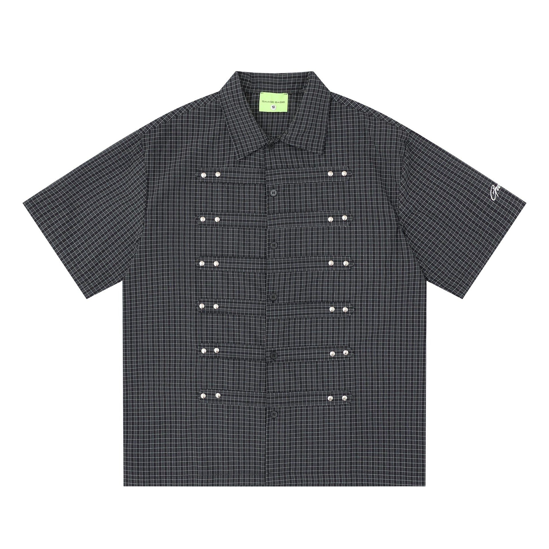 Plaid breasted short sleeved shirt
