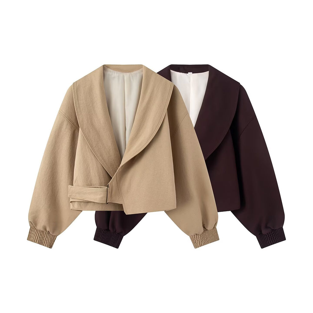 Long sleeved lapel casual versatile short jacket