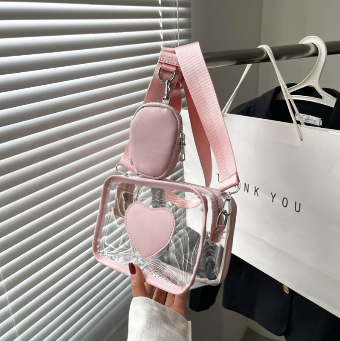 Women bag Simple transparent shoulder bag Fashion crossbody bag PU soft leather texture beach casual zero wallet