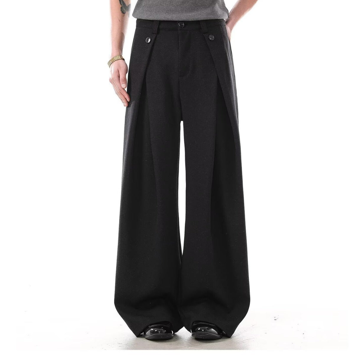 Double Pleat A-Line Casual Trousers for Men