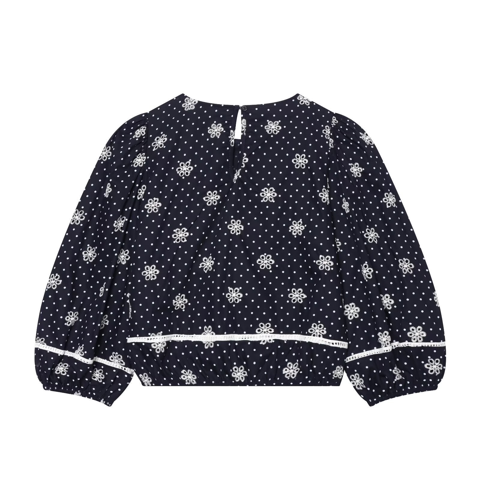 Retro style hollowed out embroidered polka dot shirt (Copy)