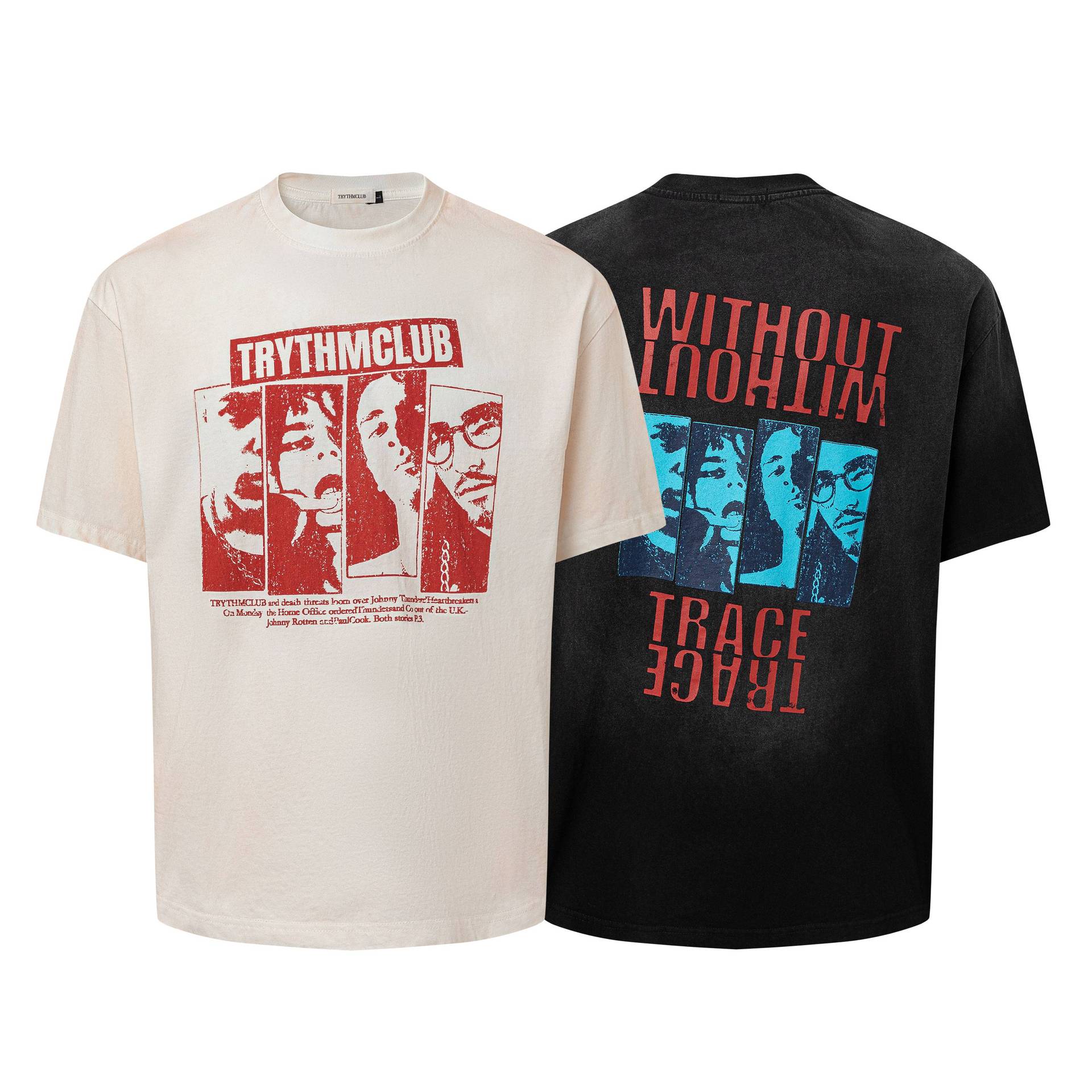 Portrait collage printed short sleeved shirt