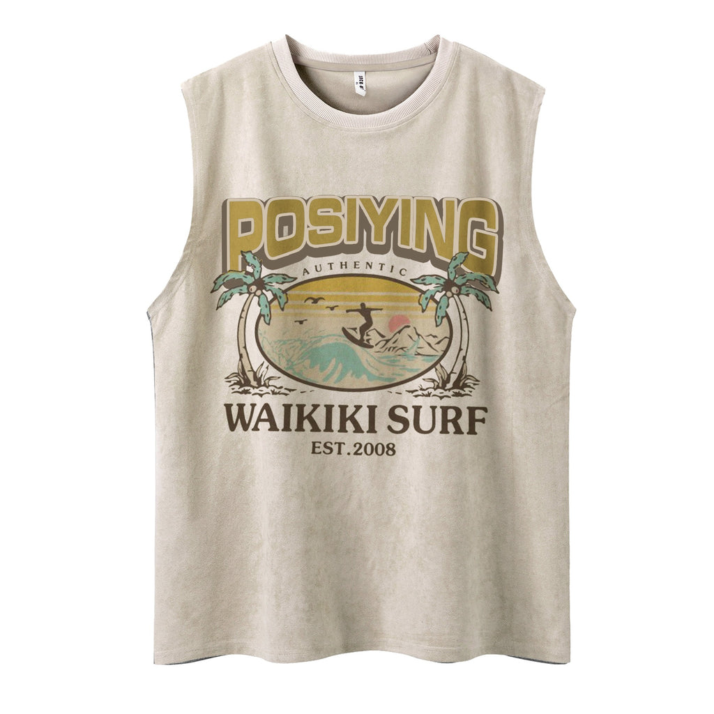 Coconut tree surfing printed vest
