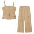 Cowboy camisole short top+pleated pants set