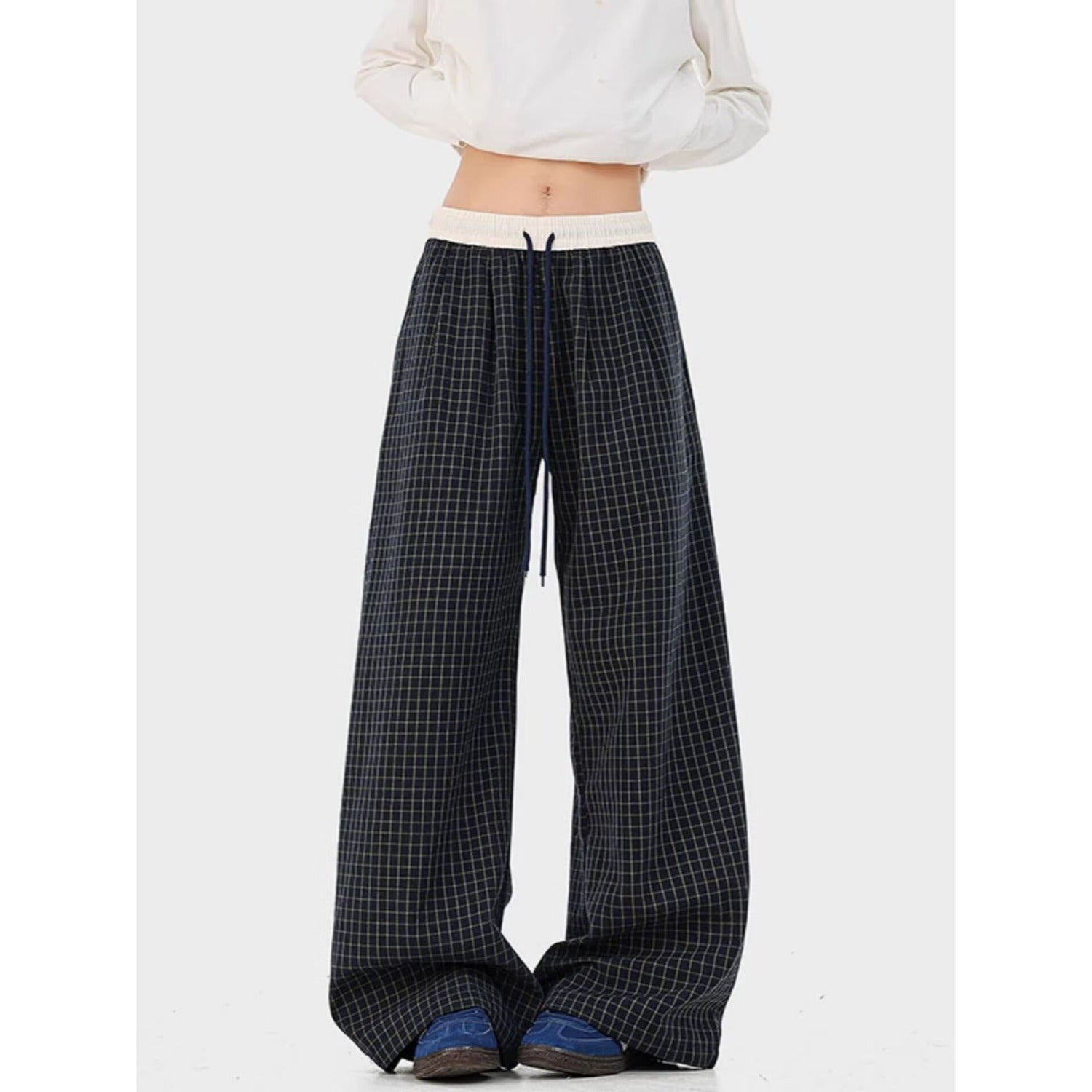 Casual Plaid Patchwork Pants for Men and Women
